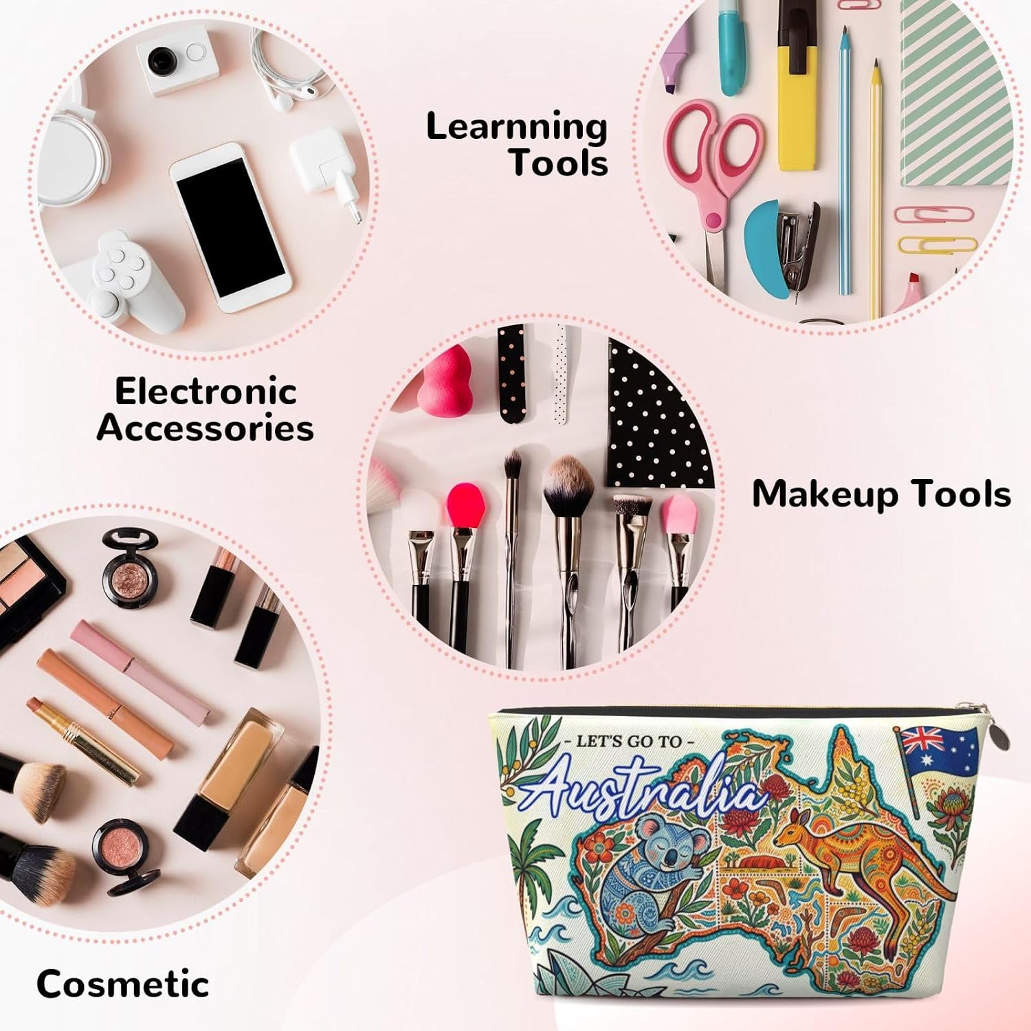 Australia Travelling Makeup Bag, Travel Friendly Cosmetic Bags image 3