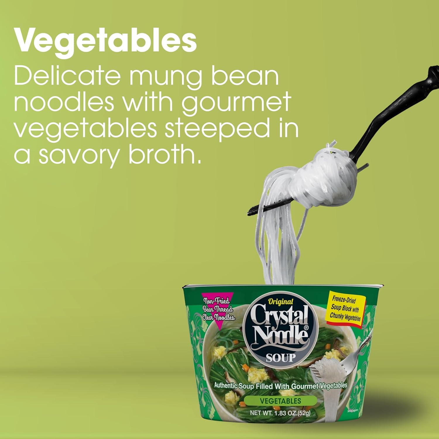 Crystal Noodle Soup, Vegetable, (Pack of 6 Cups) 1.83 OZ