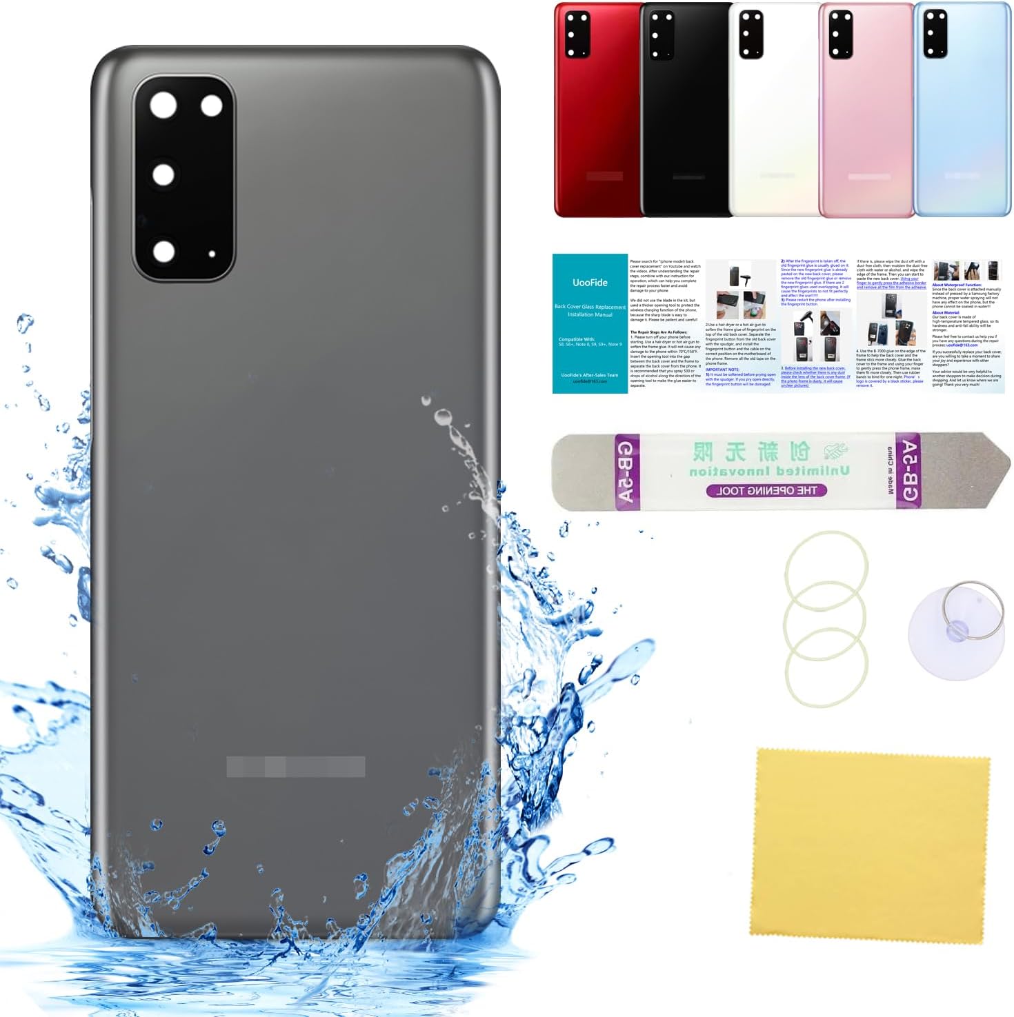Compatible for Samsung Galaxy S20 Replacement Back Cover Glass 6.2-Inches Galaxy S20 5G SM-G980 SM-G981 All Carriers with Installation Manual + Repair Tool Kit (Cosmic Grey)