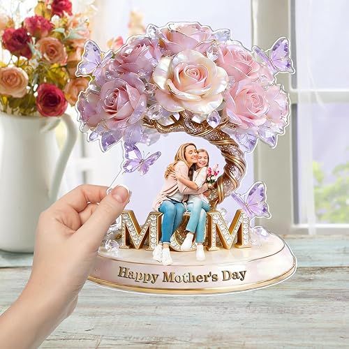 Custom Photo Under Rose Flower Tree Acrylic Plaque for Mom