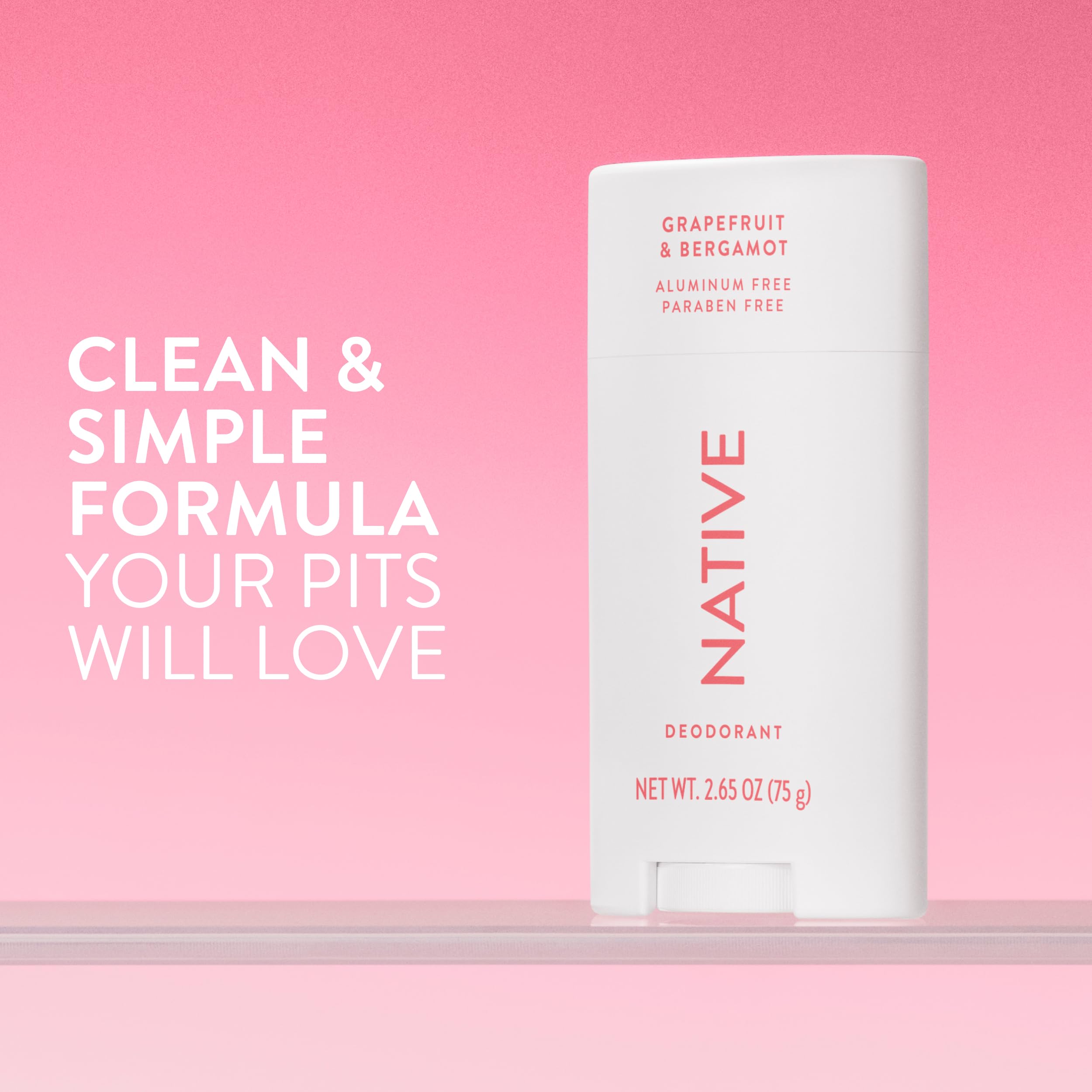 Native Deodorant Contains Naturally Derived Ingredients, 72 Hour Odor Control, Deodorant for Women and Men, Aluminum Free, Grapefruit & Bergamot 2.65oz