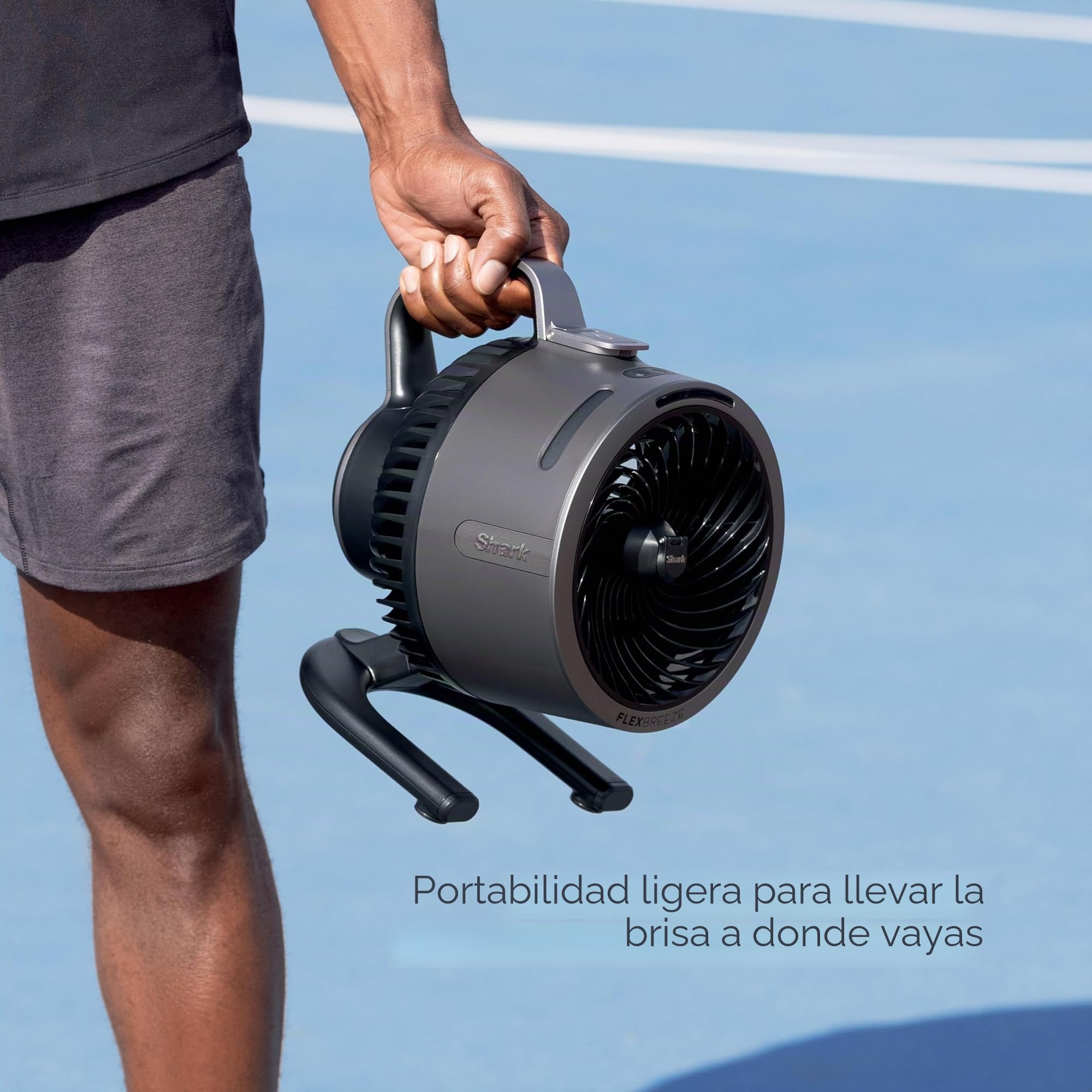 Shark FlexBreeze HydroGo, ultra potente, portátil, niebla para interiores y exteriores, rango de más de 70 pies, con cable e inalámbrico con hasta 12 horas de batería, 5 velocidades y nebulización