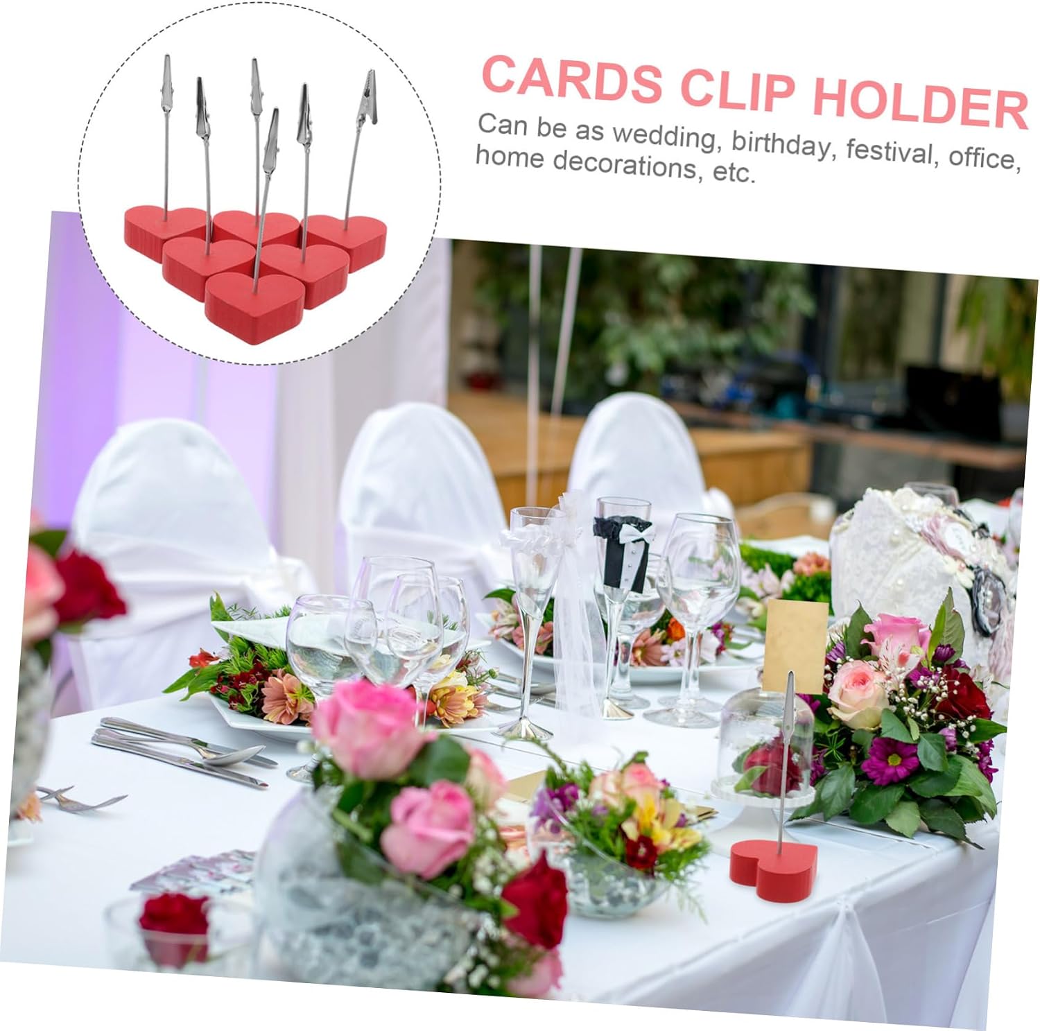 Kisangel 10pcs Valentine's Day Photo Clip Holders Base Message Card Stands for Wedding Reception Desk Picture Displays Romantic Home Decor