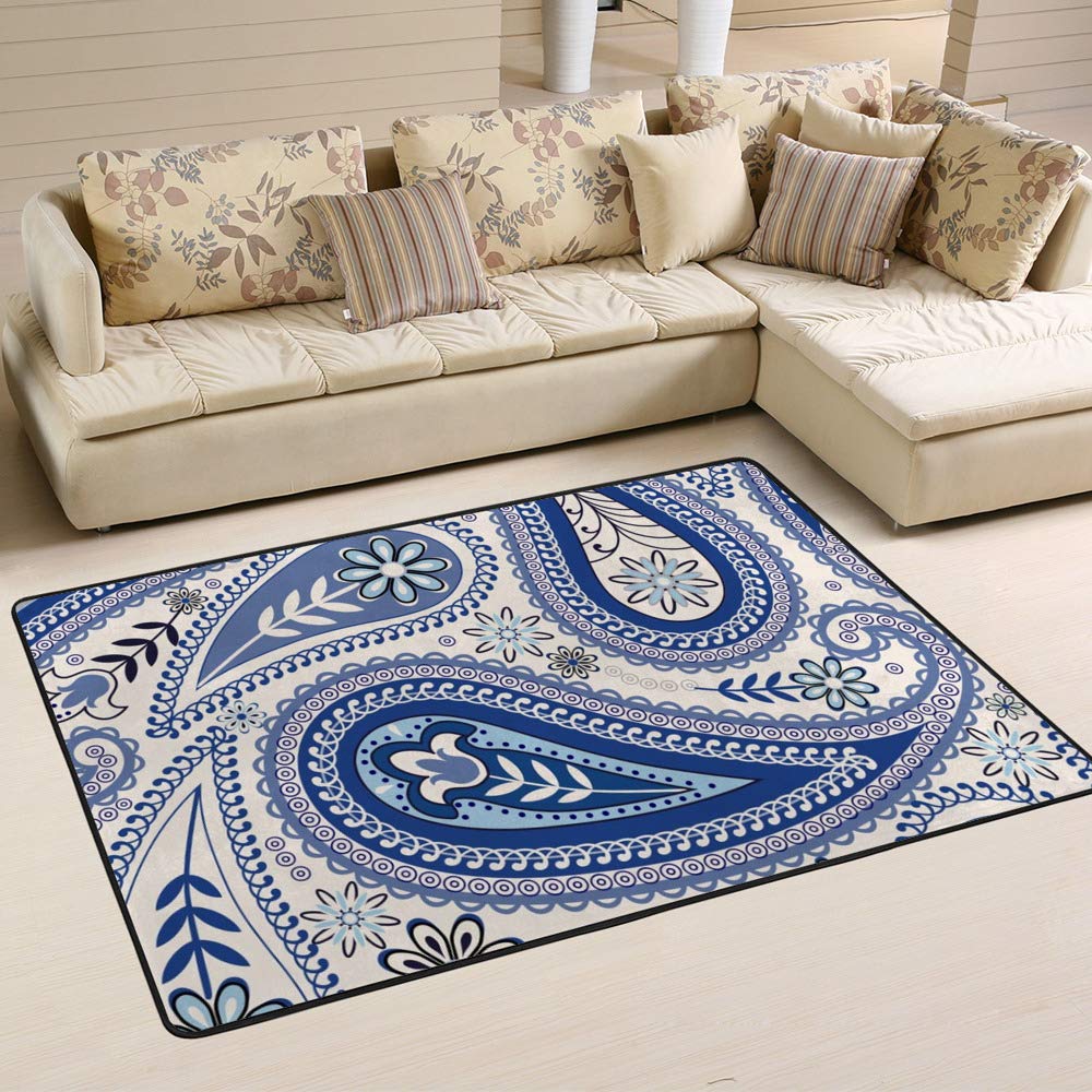 Tapis bleu facile à nettoyer Ruchen pour protéger le sol du salon