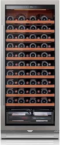 Miniatura 14 de Ca'Lefort Refrigerador de vino de 24 pulgadas, refrigerador de vino con 61 botellas, puerta de vidrio para refrigerador de vino de 40-65 °F,