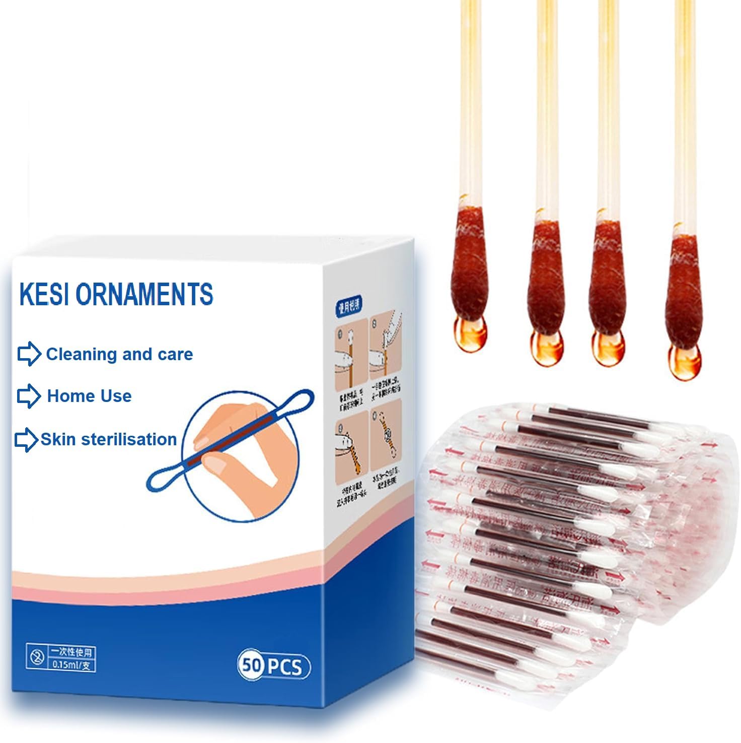 KESI ORNAMENTS 50pcs Disposable Iodine Swab Medical Iodine Cotton Stick Clean Wounds Care Sterilization For Outdoor Medical Supplies First Aid Kit Emergency Wound Care Safety for Adult Kids,Outdoor.