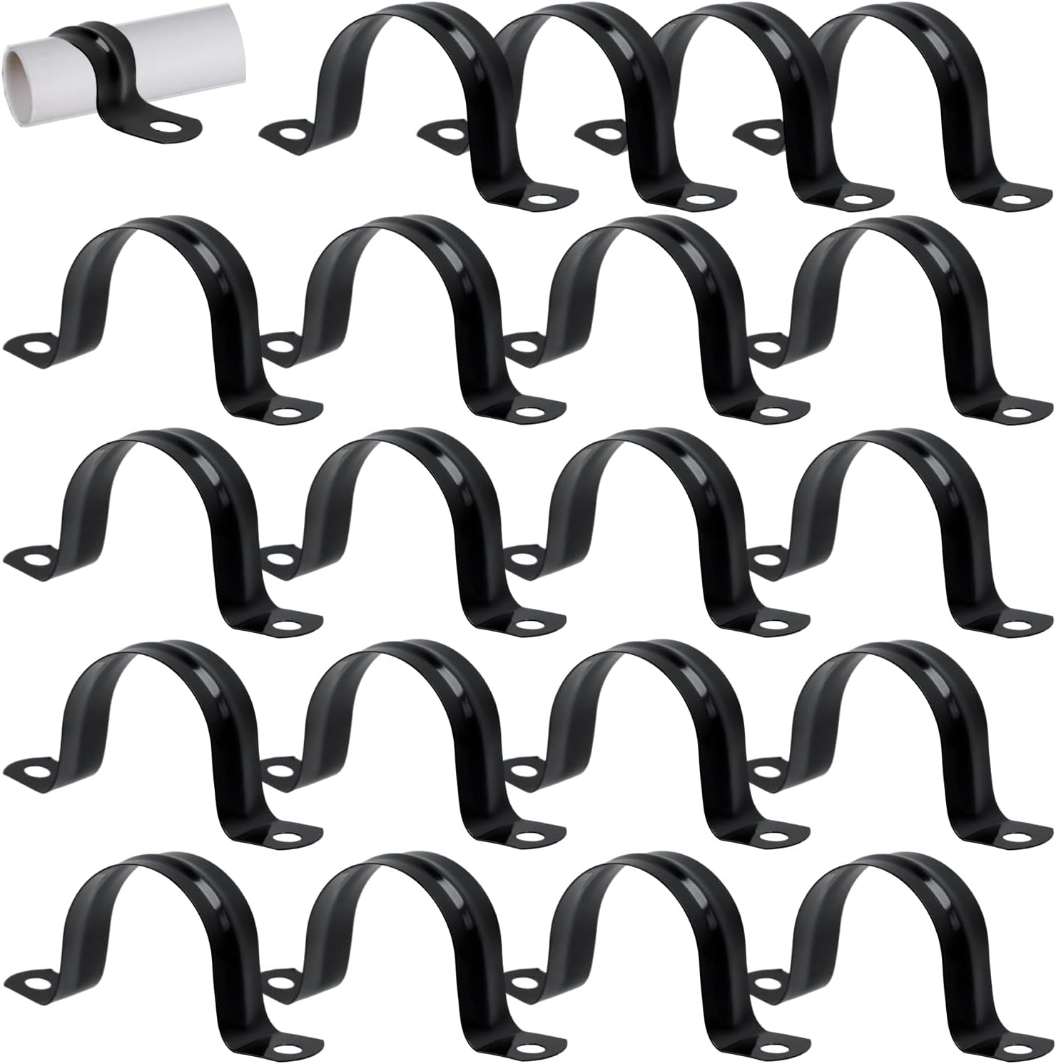 20 Pcs M40 Rigid Pipe Strap Clamps, 304 Stainless Steel 2 Hole Conduit Tube Strap U Bracket with screws, Metal Heavy Duty Pipe Fasten Clip, for Holder Pipe or Cable, Fit 1-1/2"(40mm) Pipe