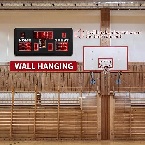 Miniatura 5 de YZ Marcador electrónico grande con zumbador, marcador digital profesional montado en la pared con control remoto, marcador de baloncesto con