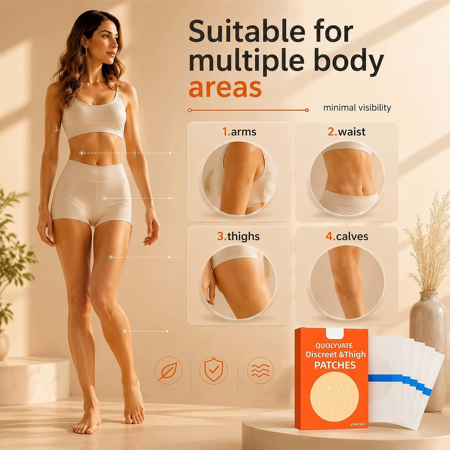 Thigh Lift Tape for Women for Smoother Body Silhouette – At Home Body Shaping Use, Anti Friction Skin Support, Invisible Firming Effect, Lightweight Waterproof Design, 20 Strips