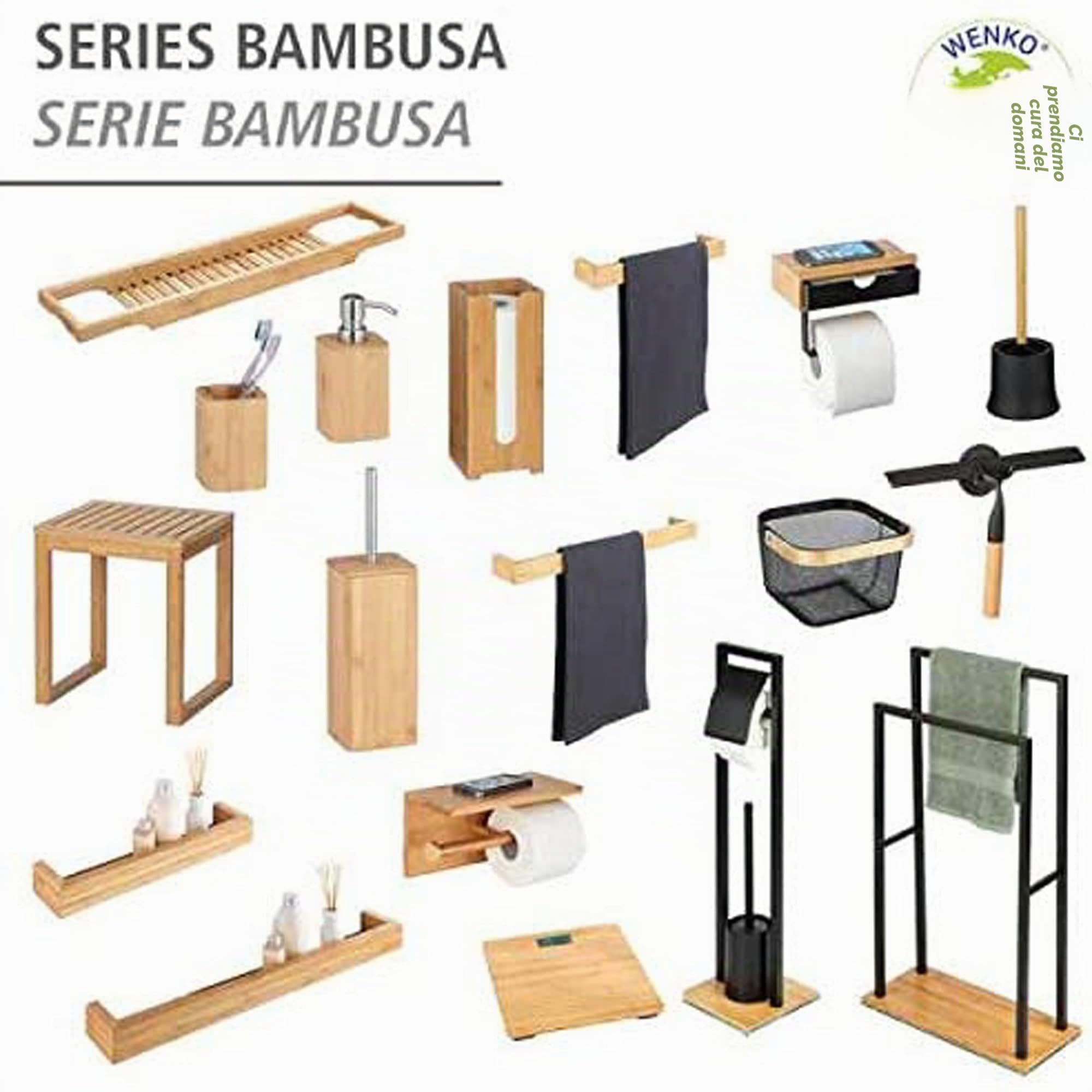 WENKO Taburete de baño Bambusa