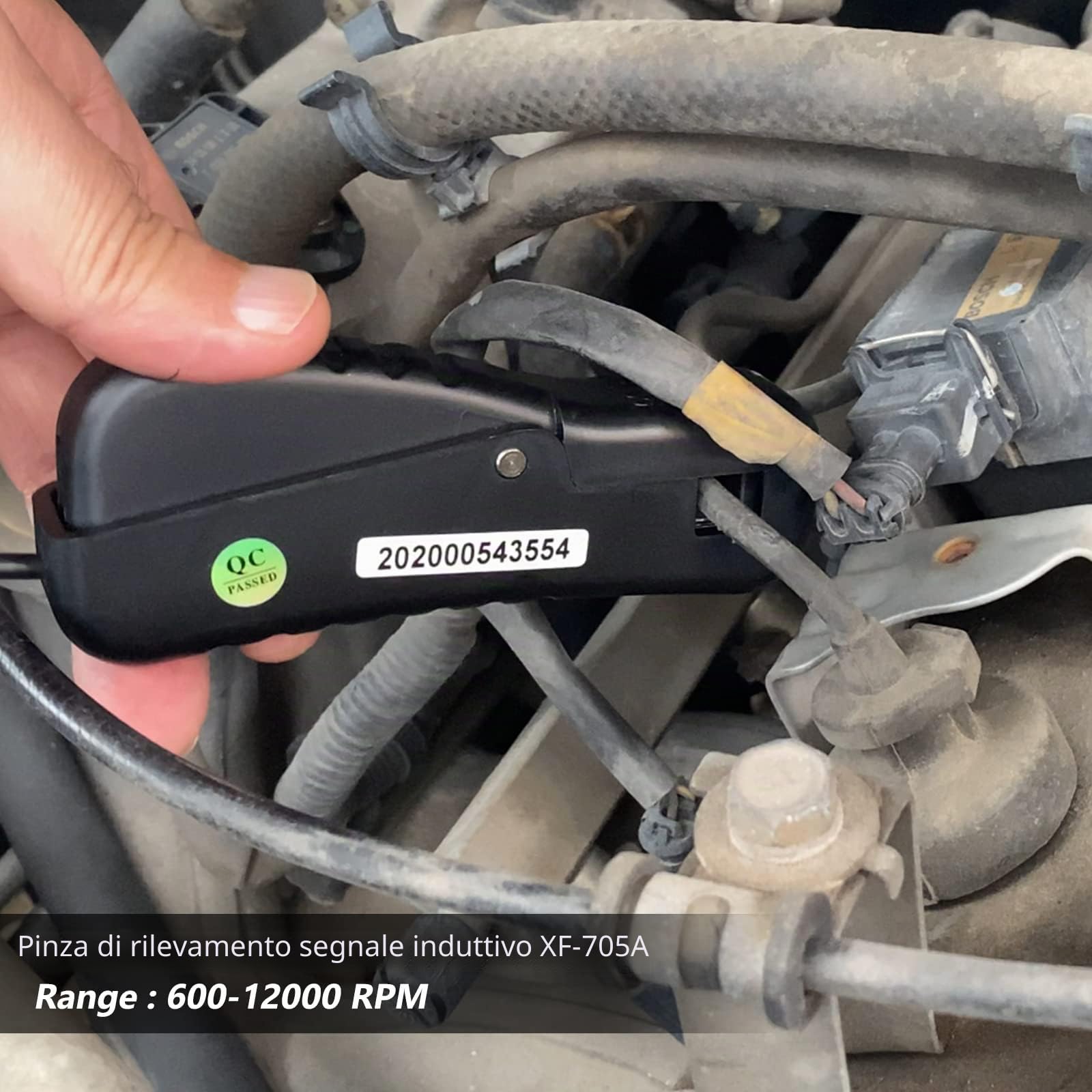 Multimetro Digitale Automobilistico & Pinza Induttiva di Raccolta del Segnale, Multitester per Tensione AC/DC, Corrente, Angolo Sosta, Larghezza Impulso, Tachimetro 600~12000RPM per Auto, Domestico
