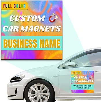 Custom Car Magnet with Multiple Sizes Options Personalized Magnetic Signs for Vehicles Customized with Your Full-Color Text and Logo