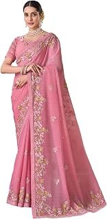 Laxmipati Gajak Pink Chiffon Floral Embroidered Saree Price In India