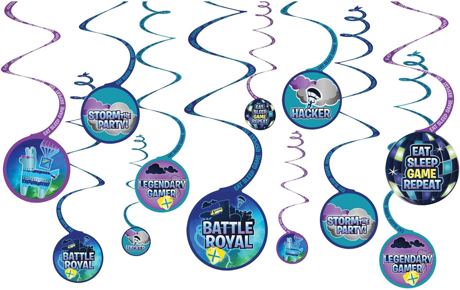 Battle Royal Spiral Decoration - Multicolor, 12 Pcs
