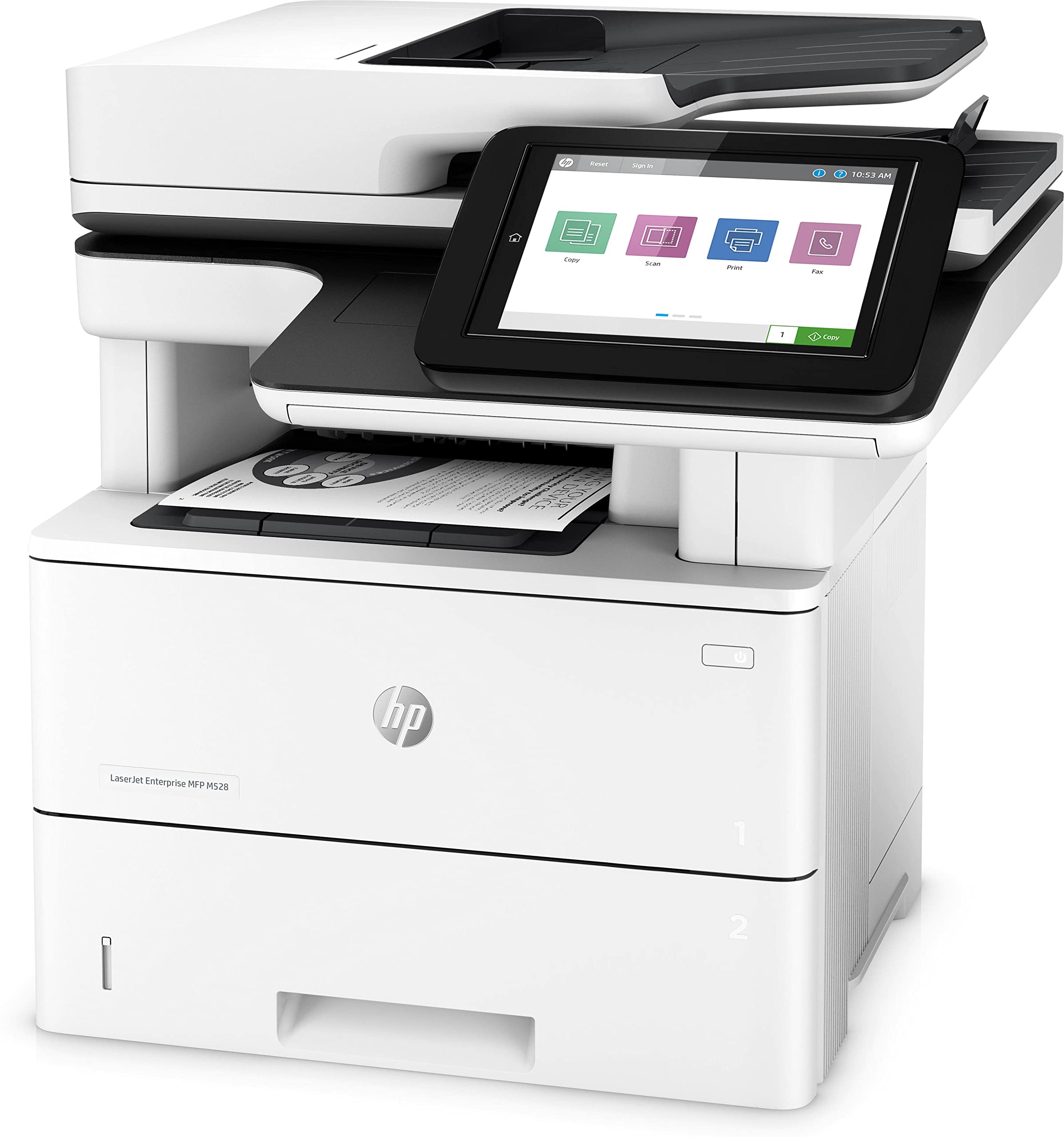HP LaserJet Enterprise M528dn 1PV64A, Stampante Multifunzione A4, Stampa Fronte e Retro Automatica in b/n, 50 ppm, USB, Gigabit Ethernet, Fax Opzionale, HP Smart, Schermo Touch da 20,3 cm, Bianca