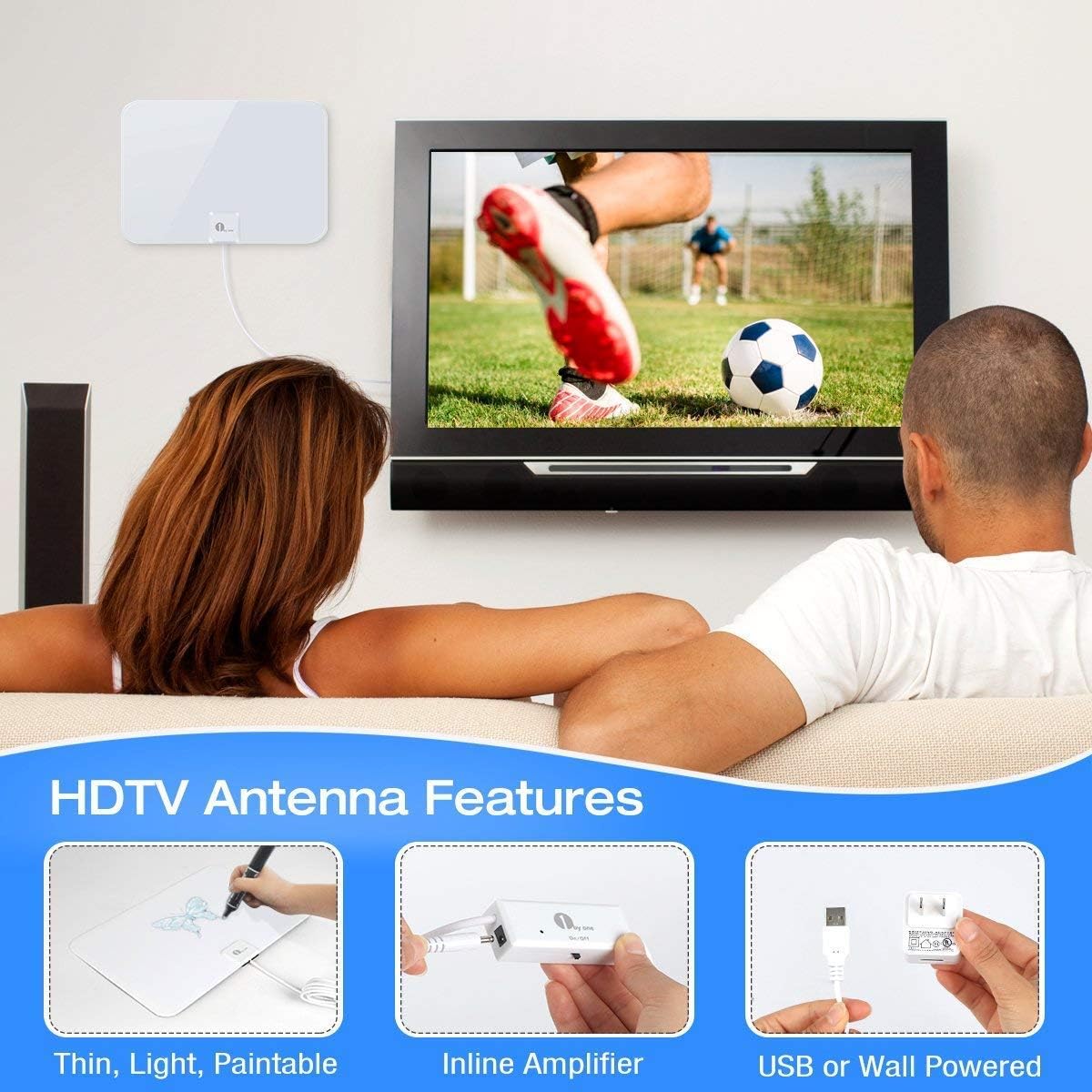 Amplified HD Digital TV Antenna - Support 4K 1080p and All Older TV's - Indoor Smart Switch Amplifier Signal Booster - Coax HDTV Cable/AC Adapter : Electronics