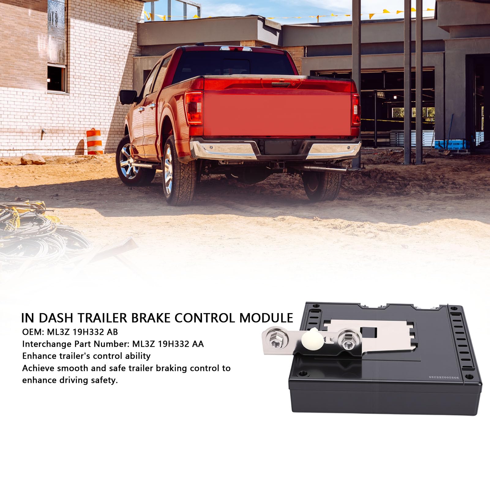 Sorandy Módulo Controlador de Freno de Remolque en el Tablero, OEM ML3Z 19H332 AB AA Reemplazo para 2021 2023 Control de Freno de Remolque Suave con Estabilidad