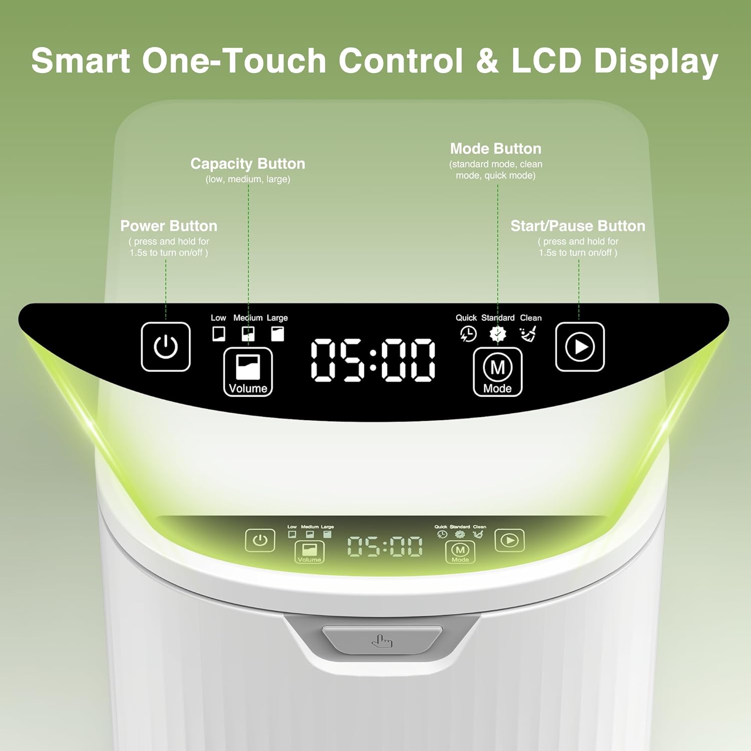 3.3L(Max) Electric Composter for Kitchen, Smart Compost Bin with LED Display, Low Noise|Odorless|Auto-Cleaning, Food Waste Compost Machine, Turn Food Waste to Fertilizer in 3.5-6H for Indoor Home Use White(3.3L)