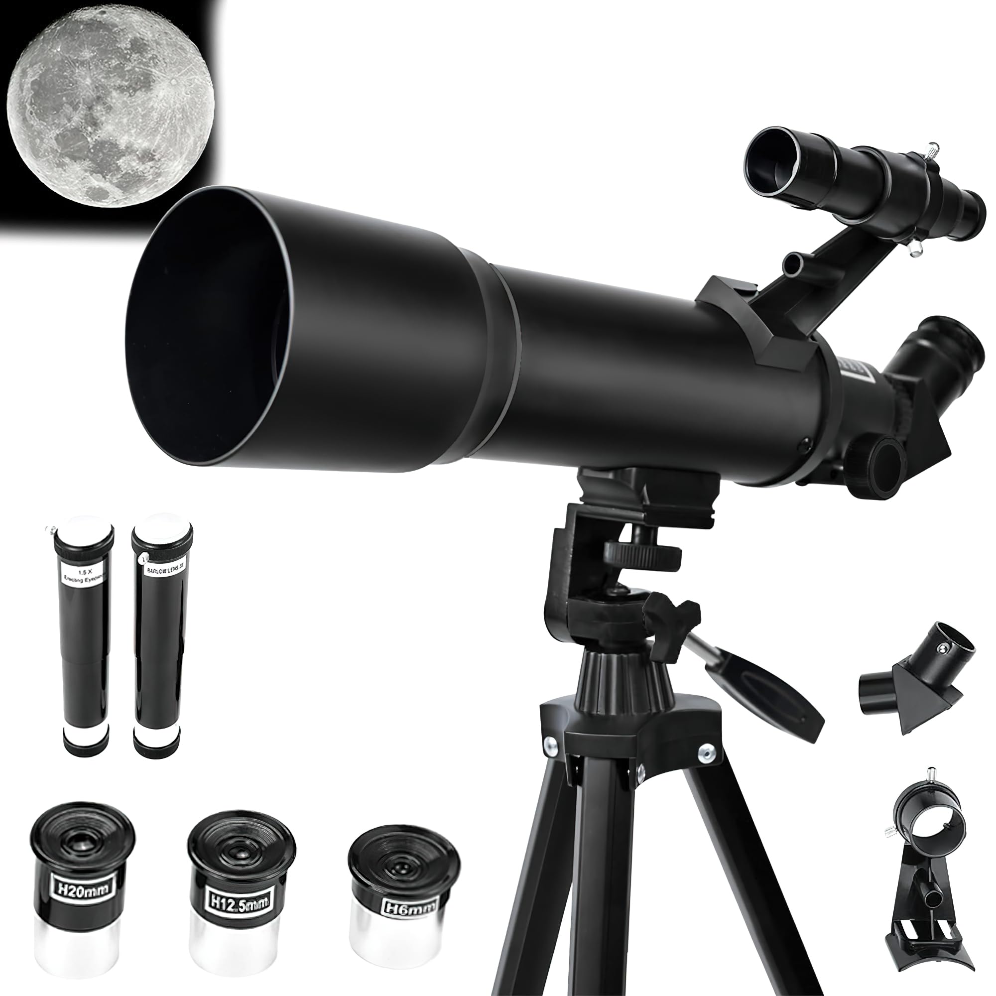 BRAINLE Astronomical Reflector Telescope for Long Distance Galaxy Viewing, 20x-200x Magnification, 70mm Aperture, 400mm Focal Length, AZ Mount, Includes Tripod, Technology Gadgets for Kids & Adults