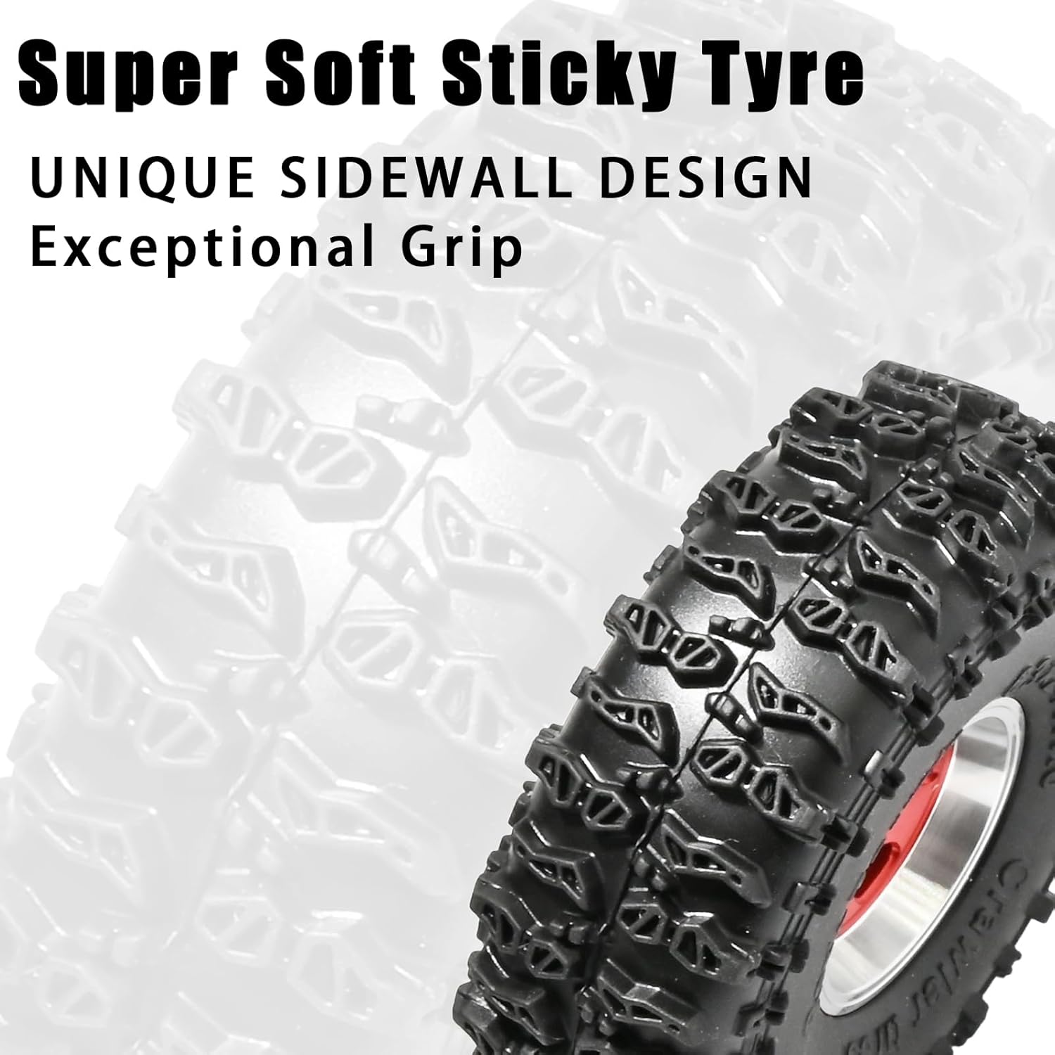 1.0 Beadlock Wheel Soft Tire Set RC Upgrade Part for Traxxas 1/18 TRX4M 1/24 RC Crawlers car Axial SCX24 FMS FCX24 Gladiator Bronco C10 JLU Deadbolt B17 Upgrade.(4Pcs/Set)