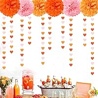 Vista 4 de Guirnalda de corazones de fiesta de compromiso de otoño rosa y naranja – 52 pies de otoño, cosecha de Acción de Gracias, pancarta colgante