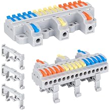 4PCS DIN Rail Terminal Blocks - 600V 32A Electrical Connectors, Flame-Retardant PC Material for Industrial Control Cabinet Wiring, 28-12AWG 3 in 15 Out