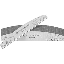 STALEKS PRO Expert 40 Crescent Mineral Nail File 100/150 Grit, 25 Pcs Professional Double-Sided File for Artificial & Thick Natural Nails
