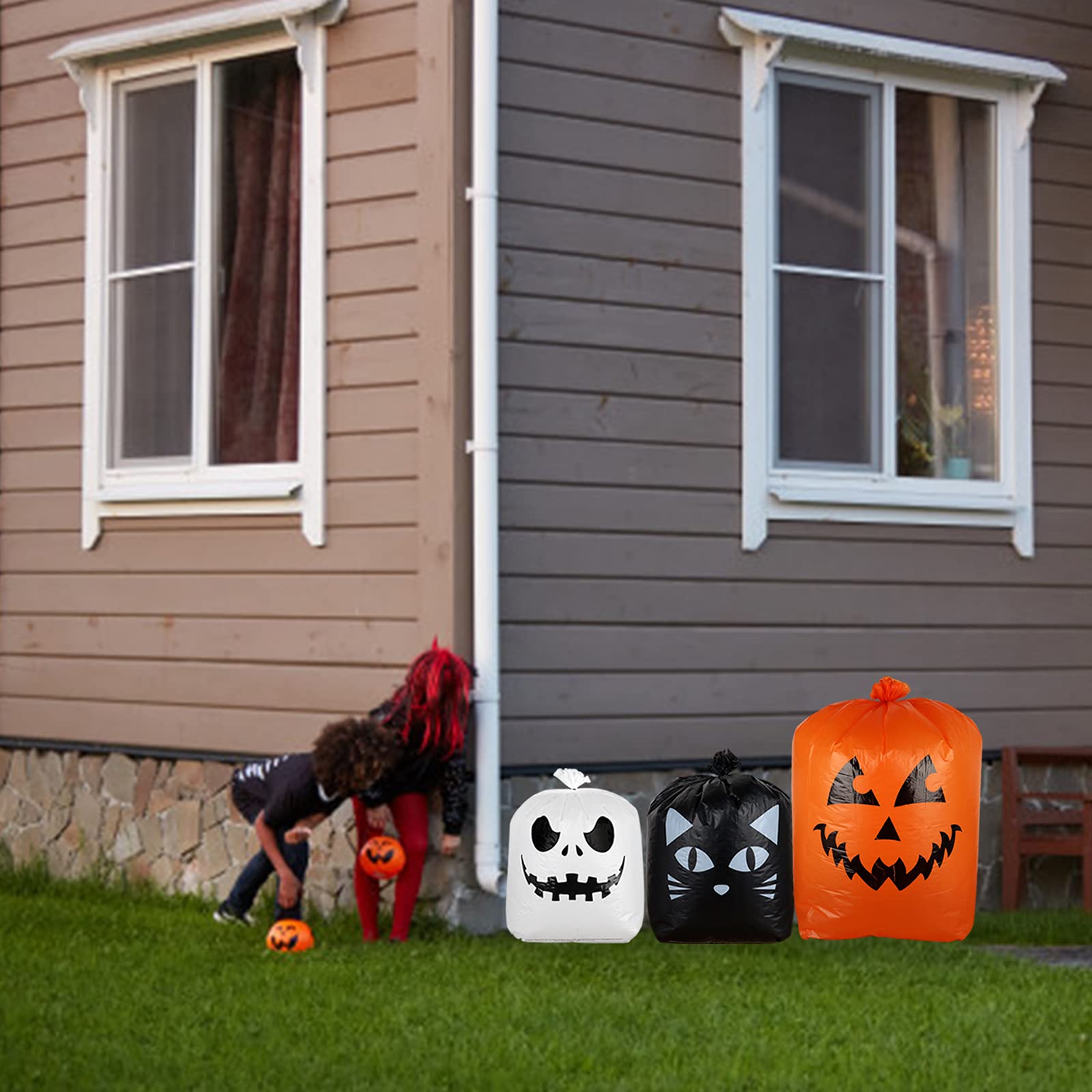 Halloween Kürbis Taschen-9 Stück Halloween Rasen Blätter Taschen, Große Blatt Aufbewahrungstasche für Halloween Boden Dekorationen, Wiederverwendbare Müllsäcke Halloween Dekoration Gartenabfallsäcke