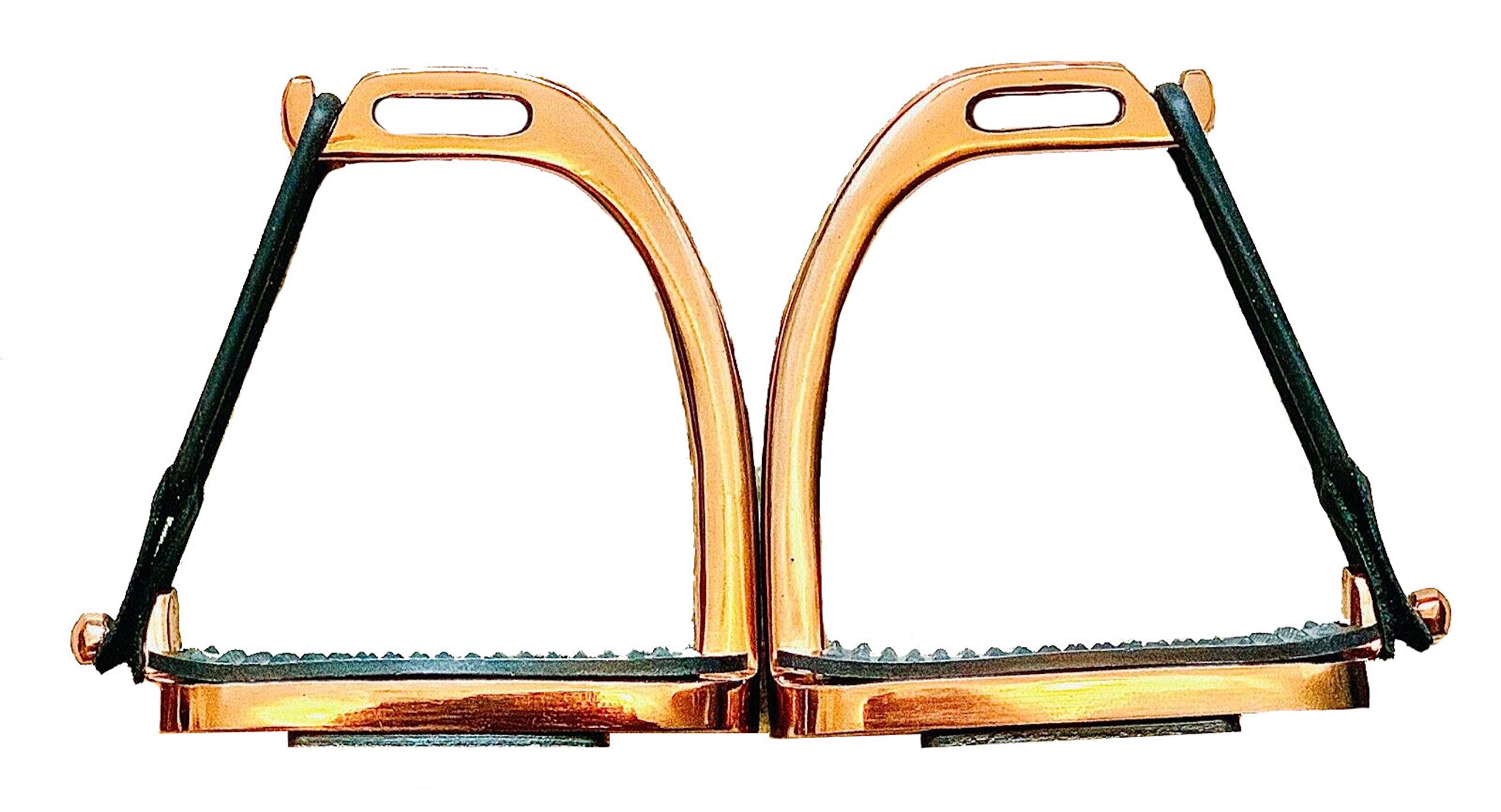 EXTREME Staffe di sicurezza Fillis color oro rosa pavone per equitazione in acciaio inox con forti battistrada 12 cm