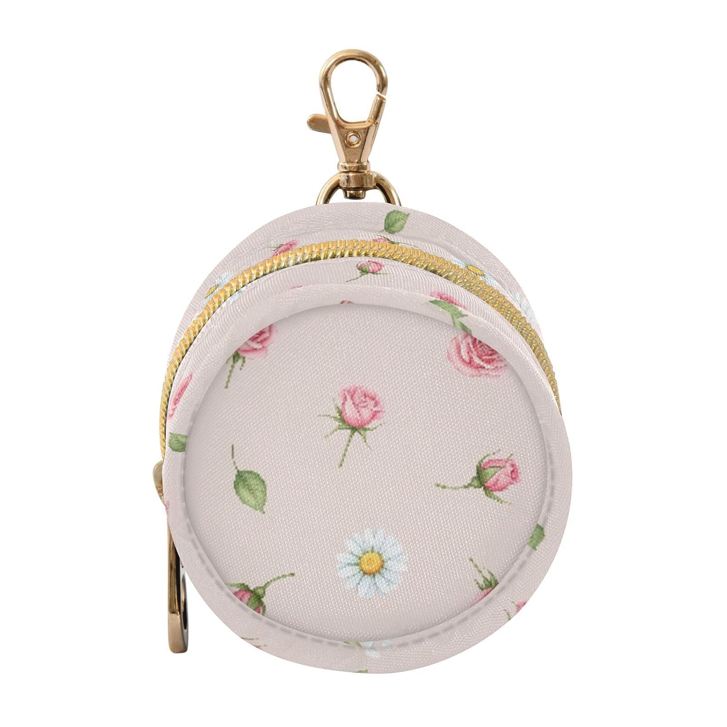 Baby Pacifier Case with Clip, Pink Roses Portable Pacifier Holder, TPU Lined Dust-Proof Storage Pouch for Diaper Bag and Stroller