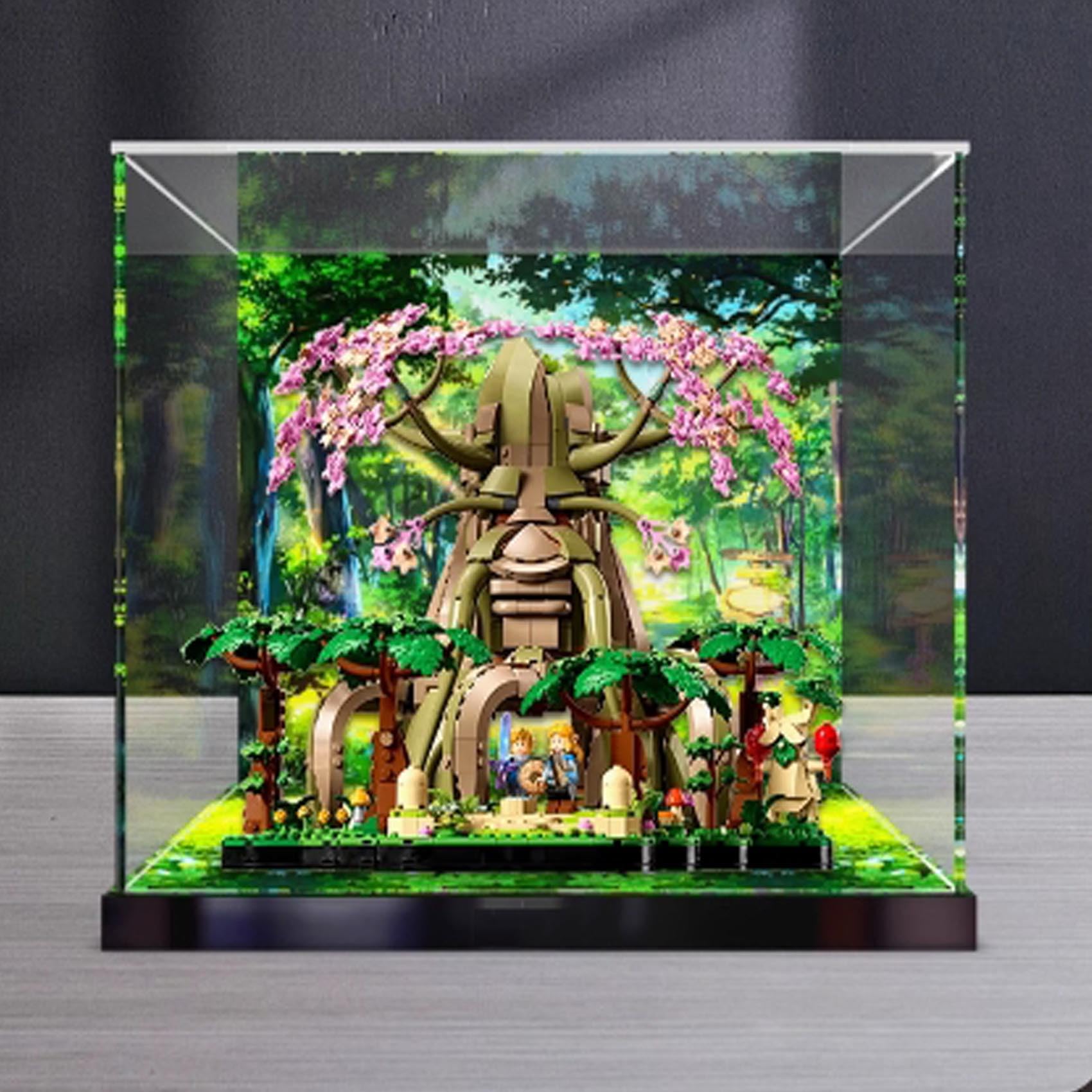 Acrylic Display case, for Lego 77092 Deku Tree Model ，Dustproof Transparent Collections Display Case. (Display Box only) (High Stand + Back Spray)