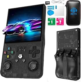 Console de Jogos Portátil Retrô R36Max, com Mais de 18.000 Jogos, Cartão de 128 Gb, Tela Ips de 4 Polegadas, Videogame Portátil, Plug And Play Estilo Game Boy para Adultos (Cinza e Preto).