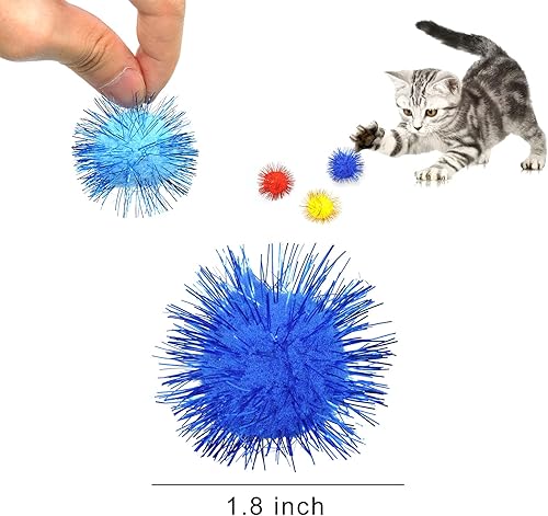 Miniatura 17 de Andiker 10 bolas arrugadas para gatos, de 2.36 pulgadas, 5 colores, juguetes interactivos para gatos de interior para masticar, perseguir, golpar