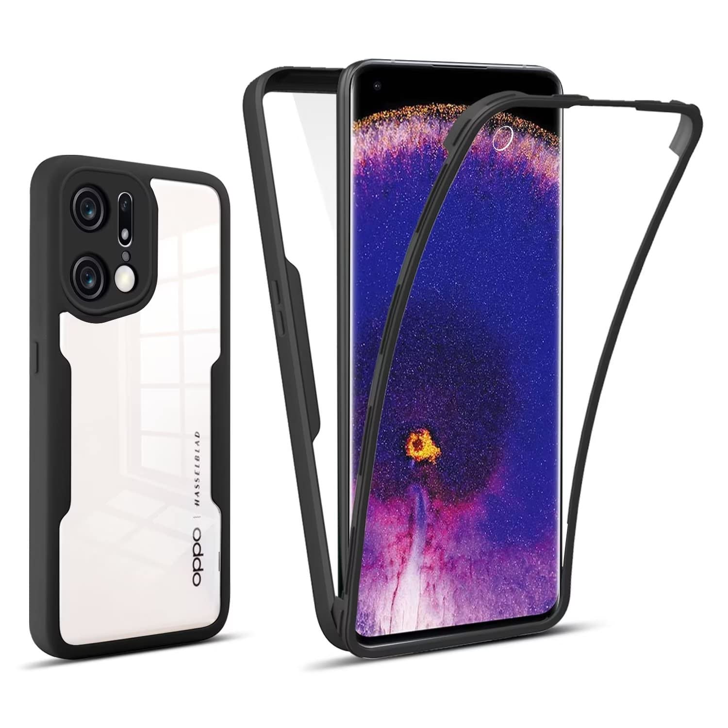COMAKU Cover per Oppo A96 / A76 / A36 / Realme 9i, 360 Gradi Rugged Custodia Antiurto Case con Protezione Integrata dello Schermo, Rugged Doppia Bumper Trasparente Case Integrale Cover - Rosa