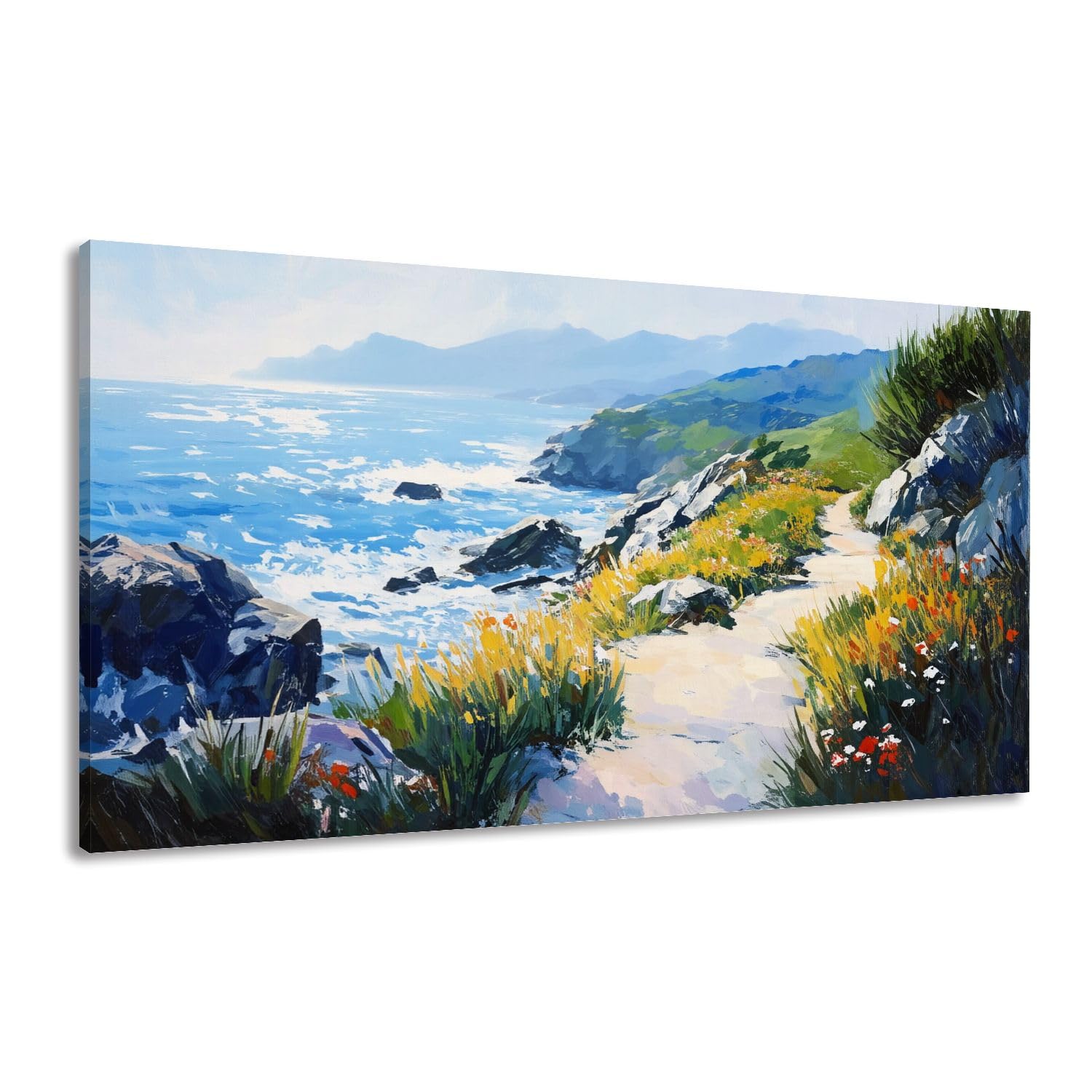 Canvas Wall Art Prints Canvas Nature Landscape Decorations Coastal Large Framed Artwork Wall Paintings Pictures Posters 24"x48" Home Decor for Living Room Office Bedroom