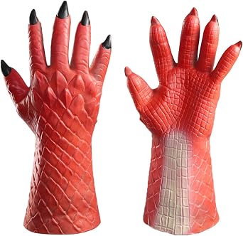 PURFUN Horrific Demon Hand Gloves Men Women Scary Monster Zombie Devil Long Gloves Prank Cosplay Halloween Claw Paw Gloves