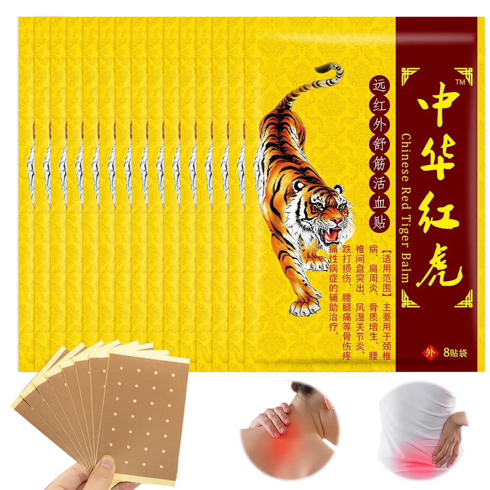 Parches de Tigre Chino, 120 PCS Parches Para El Dolor, Parches de Tigre, Parche para Aliviar el Dolor para Rodilla,Cuello,Hombros,Dolores Musculares