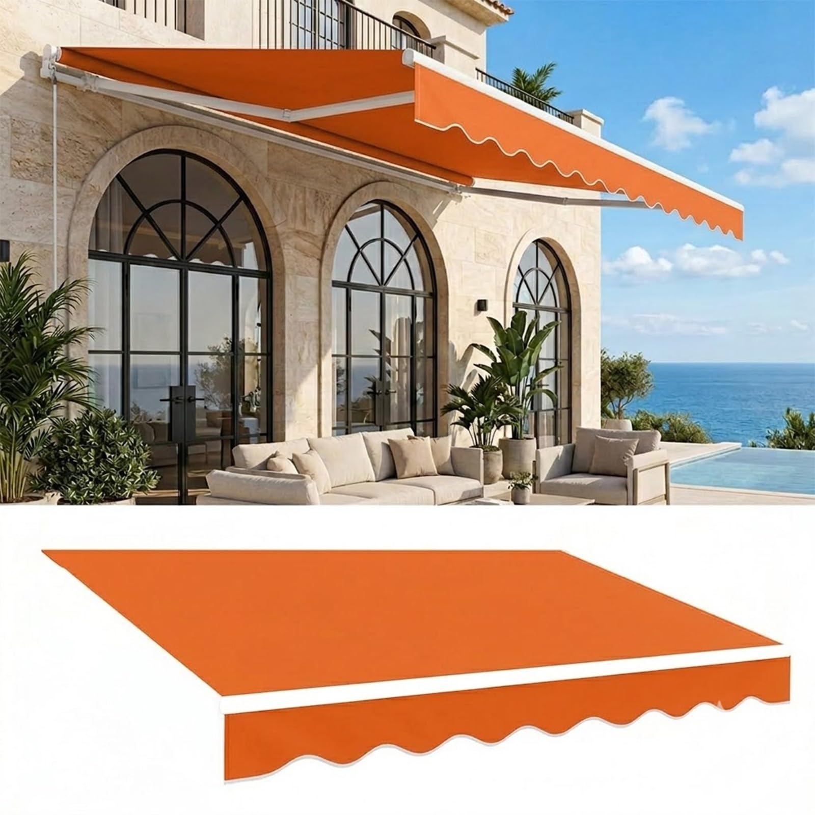 Telas para toldos de patio impermeable color naranja lona de repuesto de 450x300 cm