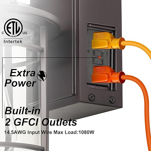 Miniatura 10 de Luces de pared para exteriores, luces de porche al aire libre, sensor de movimiento del atardecer al amanecer, luz al aire libre con salida GFCI,