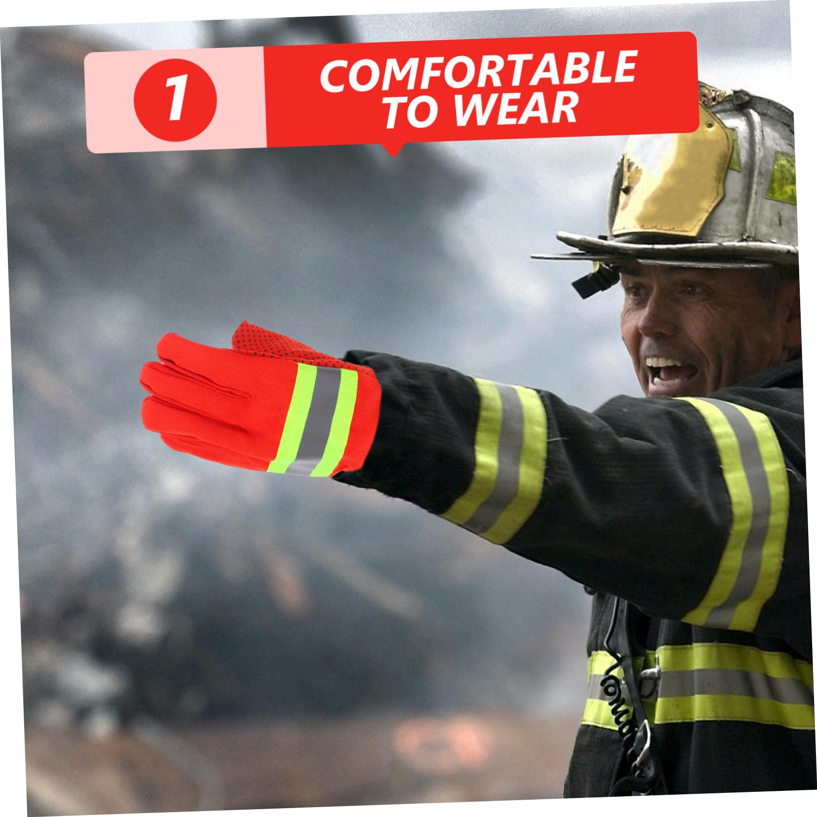 KOMBIUDA 2 Paia Guanti da Anticalore Guanti Ignifughi Isolanti per Vigili del Resistenza al Calore Elevata Design Ergonomico e Fodera Morbida per Lavori e Outdoor