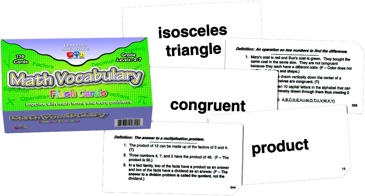Learning Advantage 8612 Math Vocabulary Flash Cards