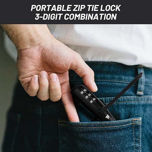 Miniatura 2 de Cerradura de amarre con cremallera, bloqueo de cable ajustable con núcleo de acero inoxidable, bloqueo de cable multiusos para cerradura de