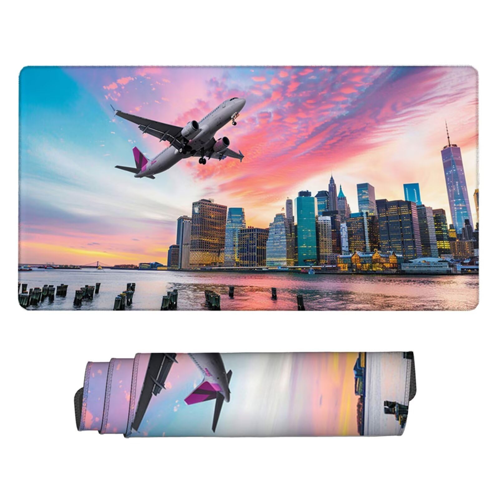Rosa Tappetino Mouse Gaming XXL 1600x800x3mm Tappetino Scrivania Esteso con Bordi Cuciti Tappeto Scrivania Antiscivolo Migliora precisione e velocità, per Tablet e PC Accessori Scrivania Aereo H2-458