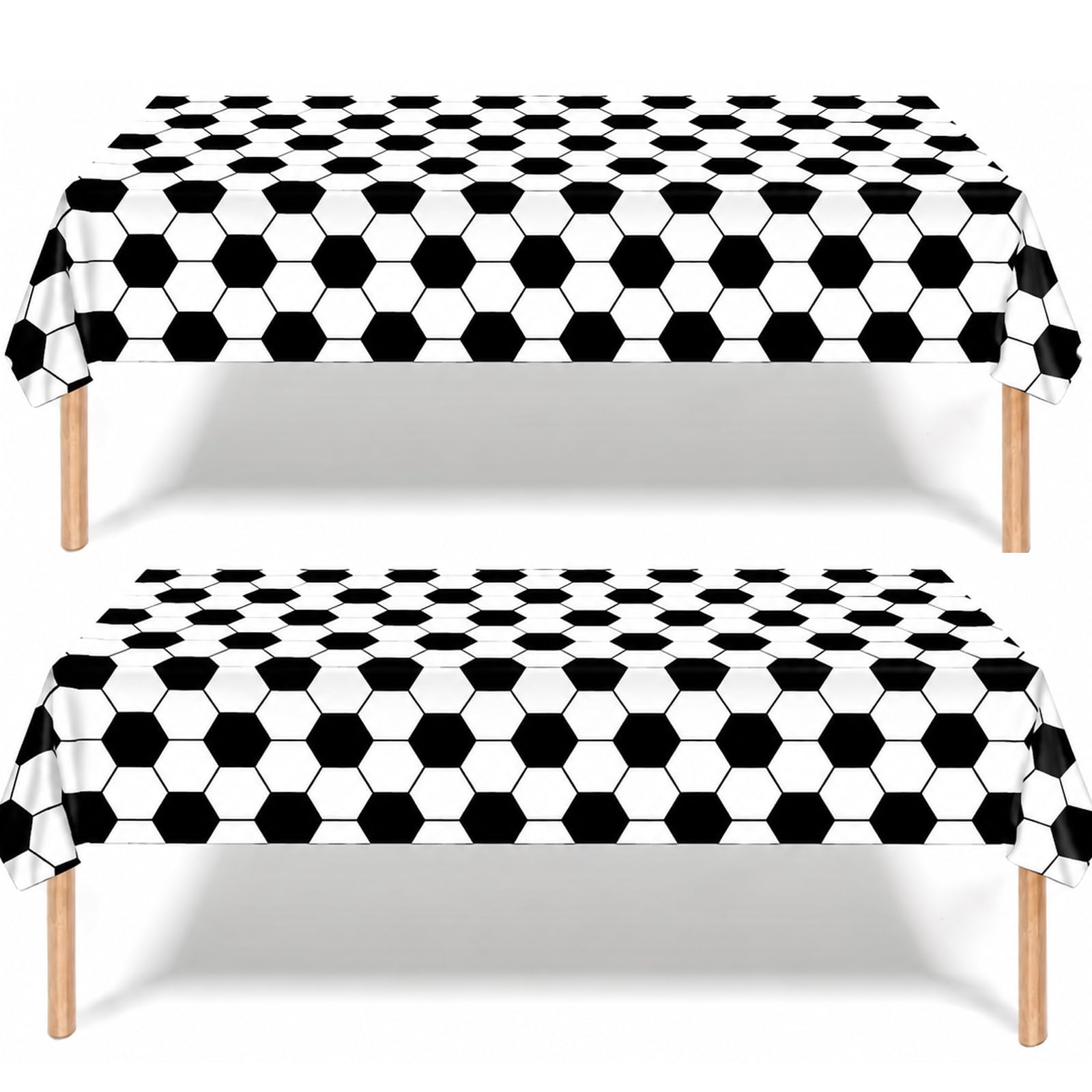 YESAH 2P World Cup Tablecloths,Football Plastic Party Table Cloths,137x274cm Reusable Table Covers,Black&White Football Pattern Table Decorations for Match Day,Sports Events,Picnic,Outdoor Parties