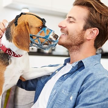 PETCUTE Muzzles for Dogs Soft Muzzle for Dogs with Reflective Strips Adjustable Dog Muzzles for Small Medium and Large Dogs Prevents Barking Biting and Chewing