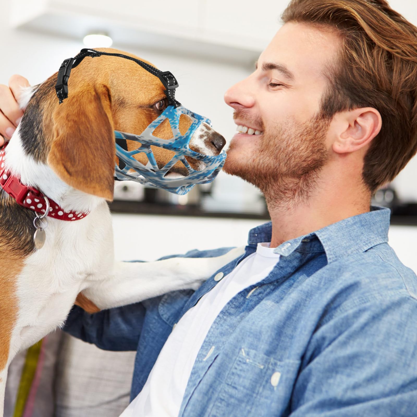 PETCUTE Maulkörbe für Hunde,Weicher Maulkorb für Hunde mit Reflektierender Streifen,Verstellbares Hund Maulkörbe,für Kleine,Mittlere und Große Hund,Verhindert Bellen,Beißen und Kauen