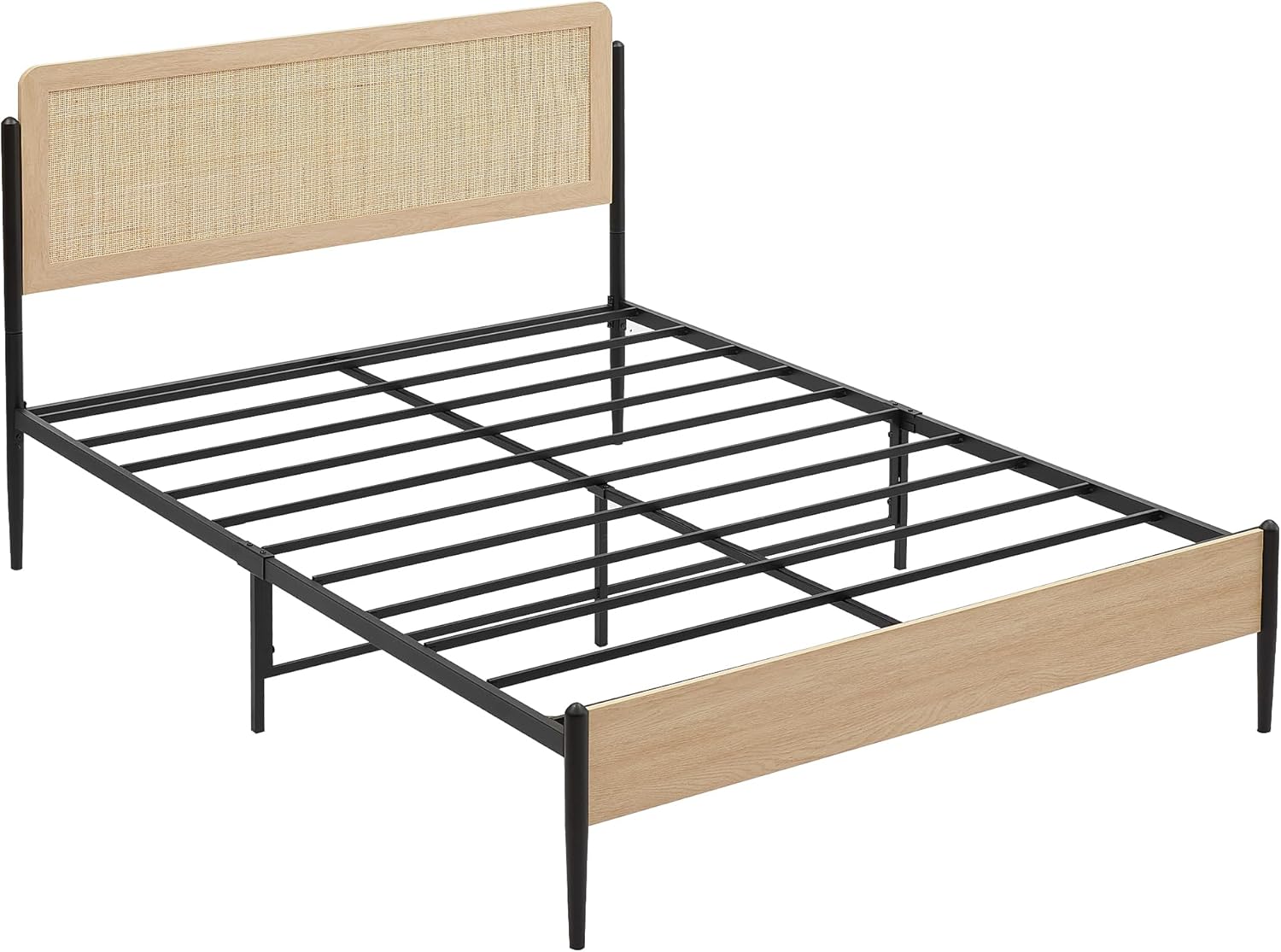 Bed Frame Full Size, Modern Platform Bed Frame with Rattan