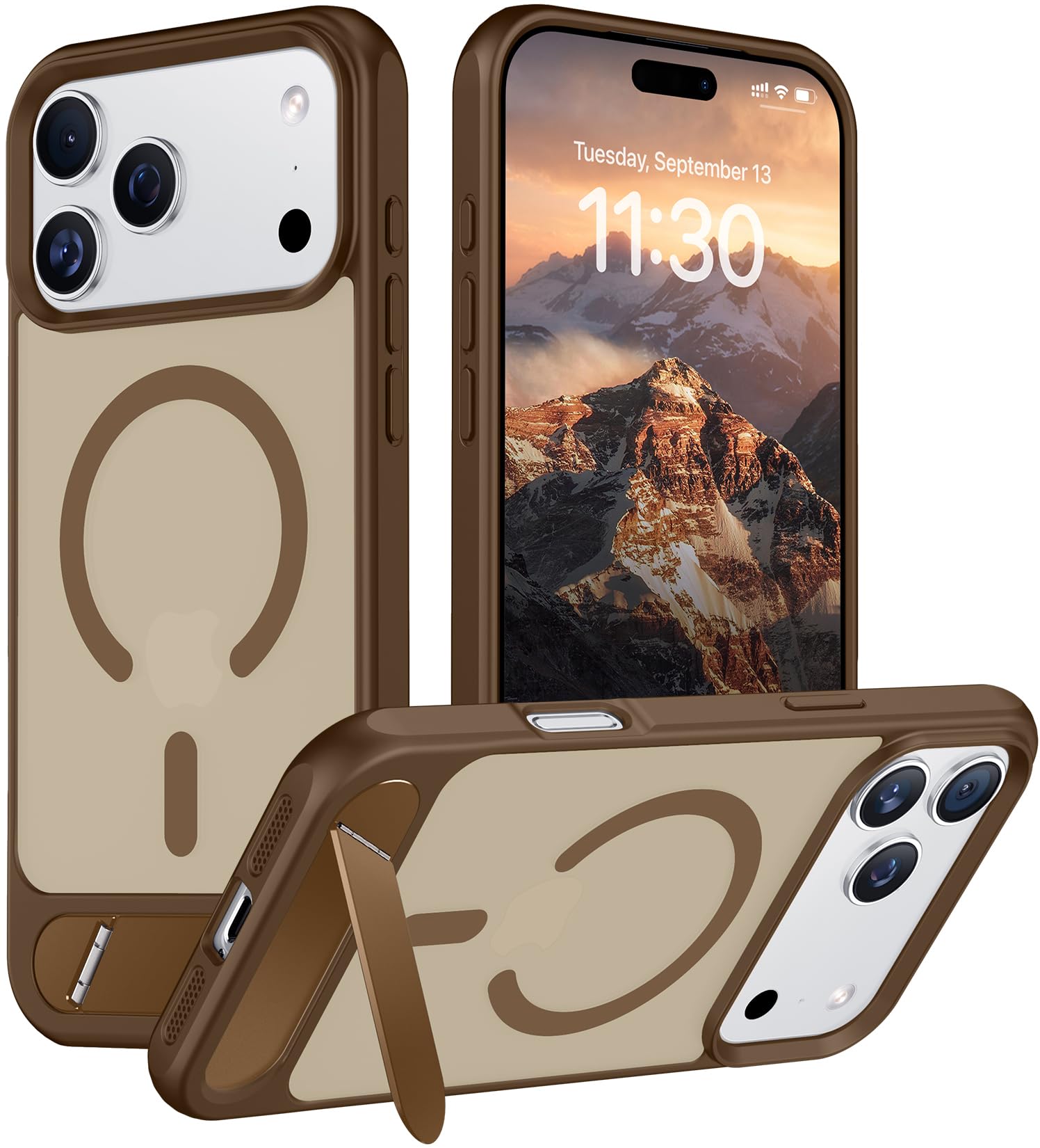 Temdan Designed for iPhone 18 Pro Case/17 Pro Case,[Built-in Invisible Kickstand][Compatible with MagSafe][Military Grade Shockproof]Slim Translucent Matte Phone Case for iPhone 17 Pro/18 Pro 6.3 inch