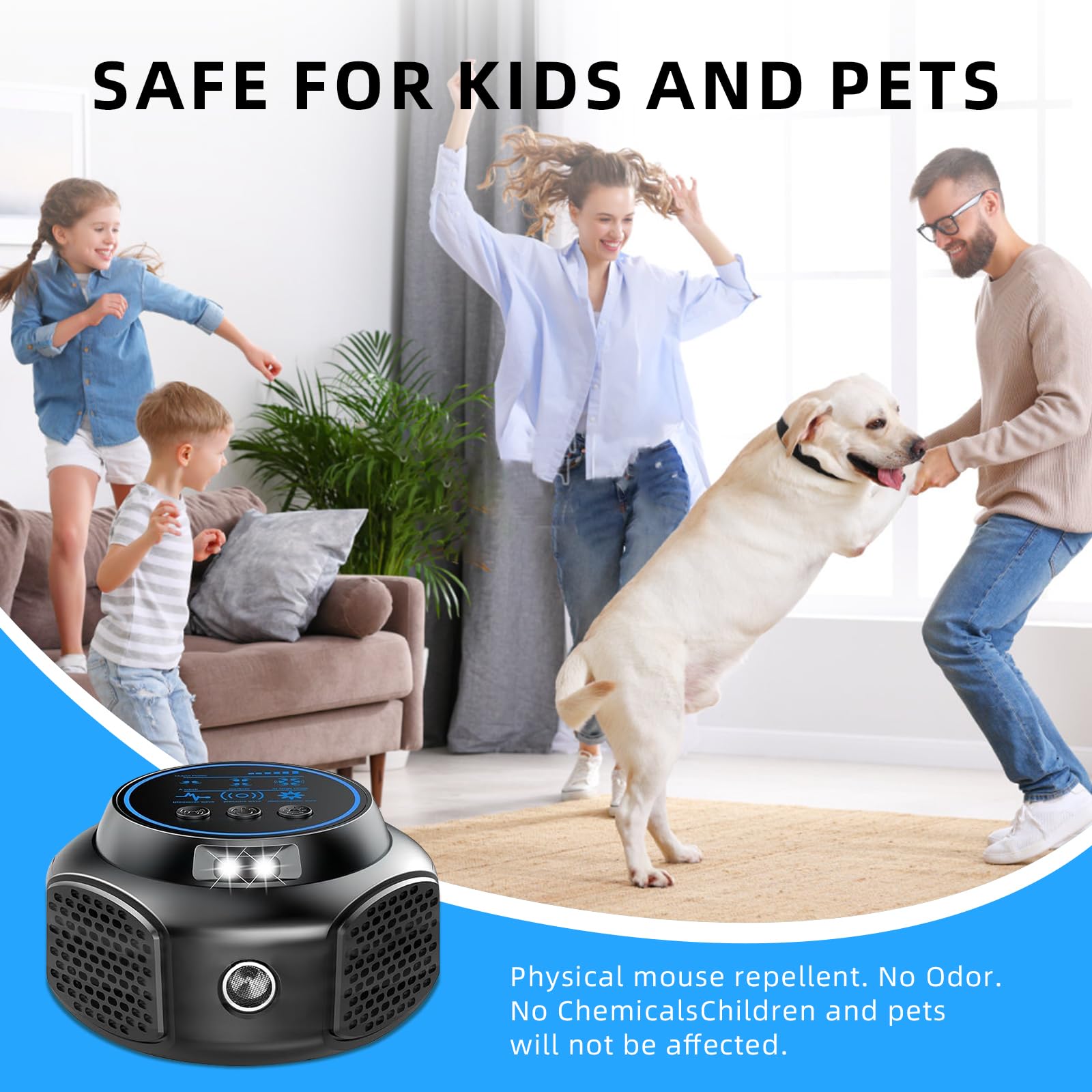 Ultrason Souris et Rats 360° Appareil Ultrason Souris avec Lumière LED Plug in Repulsif Souris Anti Rongeur pour Intérieur Protection et Anti Nuisibles Jardin