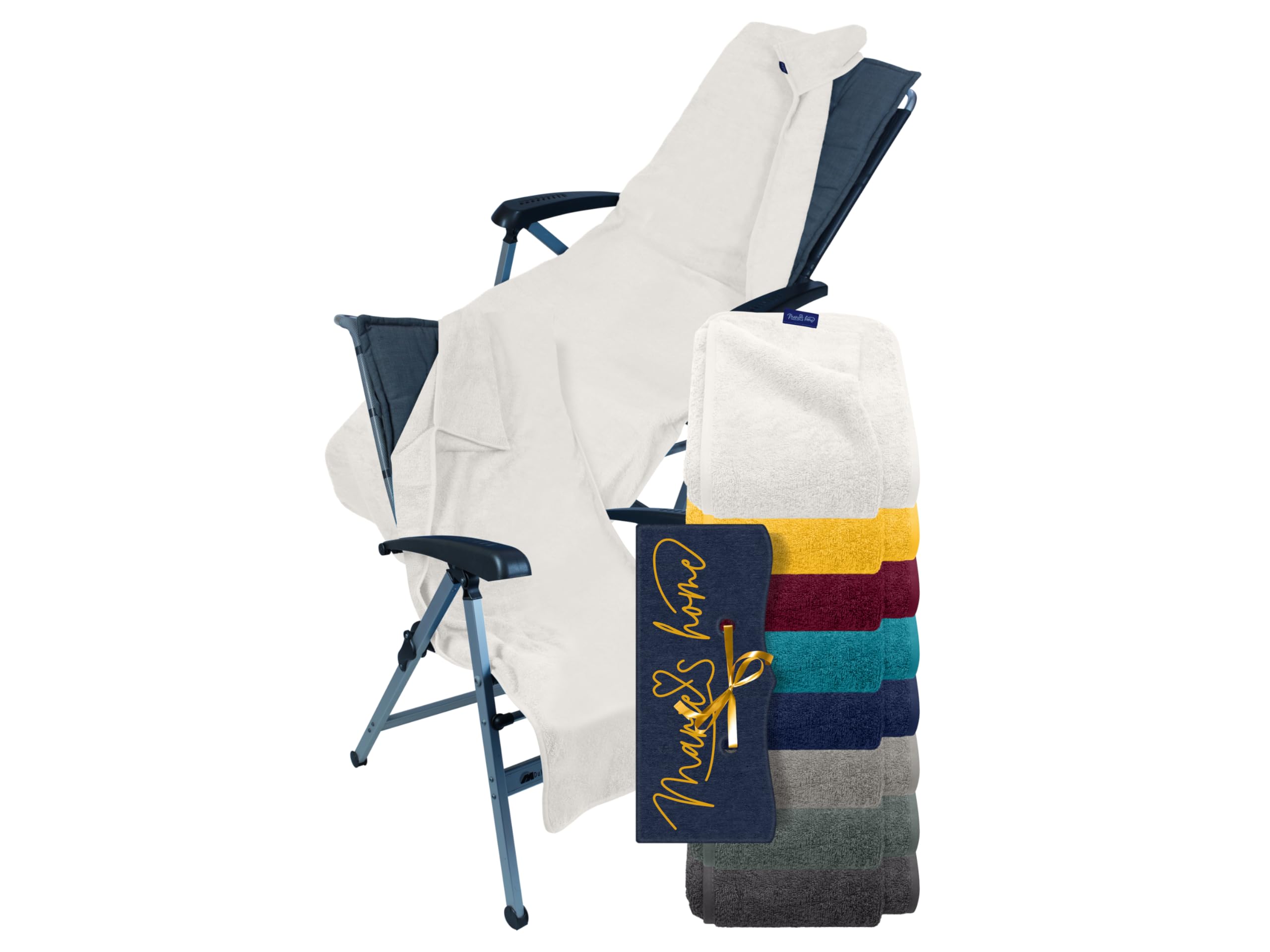 Marie´s Home Terry Cloth Protective Cover for Garden Chair and Garden Lounger 70 x 200 cm for Camping Chair Camping Lounger Folding Chairs Sauna Lounger Beach Lounger Pool Lounger 70 x 200 cm White — image 1